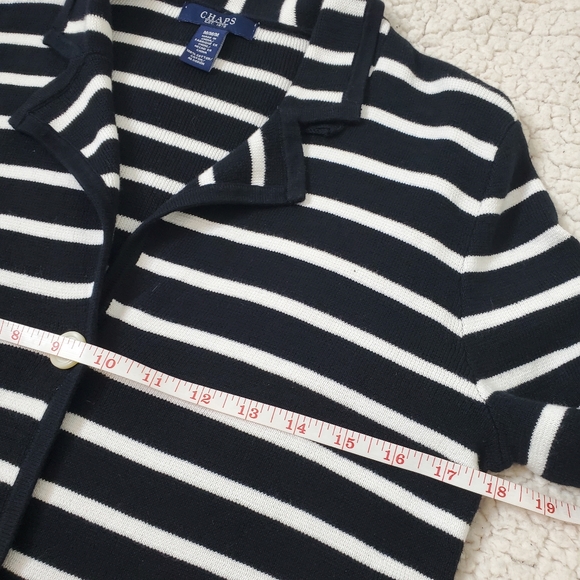Chaps Cotton Knit Blazer Size M Black and White Stripes - Picture 10 of 11
